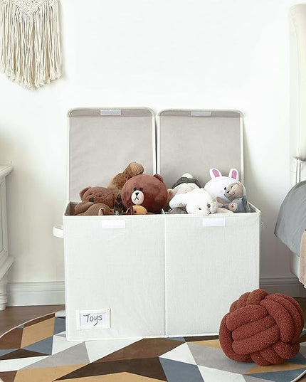 GRANNY SAYS Large Storage Bins with Lids, Foldable Storage Chest with Handles, Stuffed Animal Storage for Playroom, Living Room, Pearl White - LeafyLoom