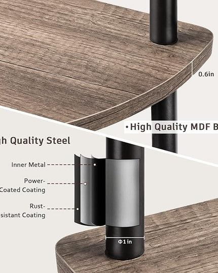 5-Tier Industrial Corner Shelf, Open Ladder Vintage Corner Bookshelf Stand, Wood and Metal Corner Bookcase, Leaning Modern Book Case for Office Home Living Room Bedroom Bathroom - Oak Gray - LeafyLoom