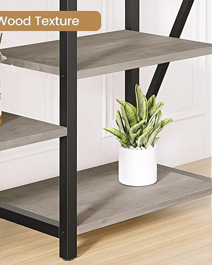 GAOMON Triple Wide 5 Tier Book Shelf, 70.8” Tall Bookcase with 14 Open Shelves, Large Industrial Bookshelves and Bookcases with Metal Frame for Home Office, Study Room, Living Room-Grey - LeafyLoom