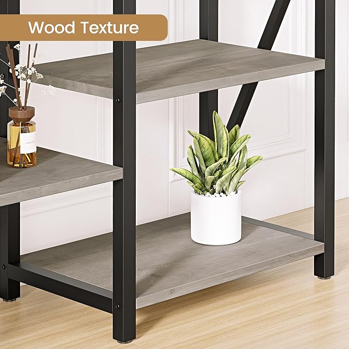 GAOMON Triple Wide 5 Tier Book Shelf, 70.8” Tall Bookcase with 14 Open Shelves, Large Industrial Bookshelves and Bookcases with Metal Frame for Home Office, Study Room, Living Room-Grey - LeafyLoom