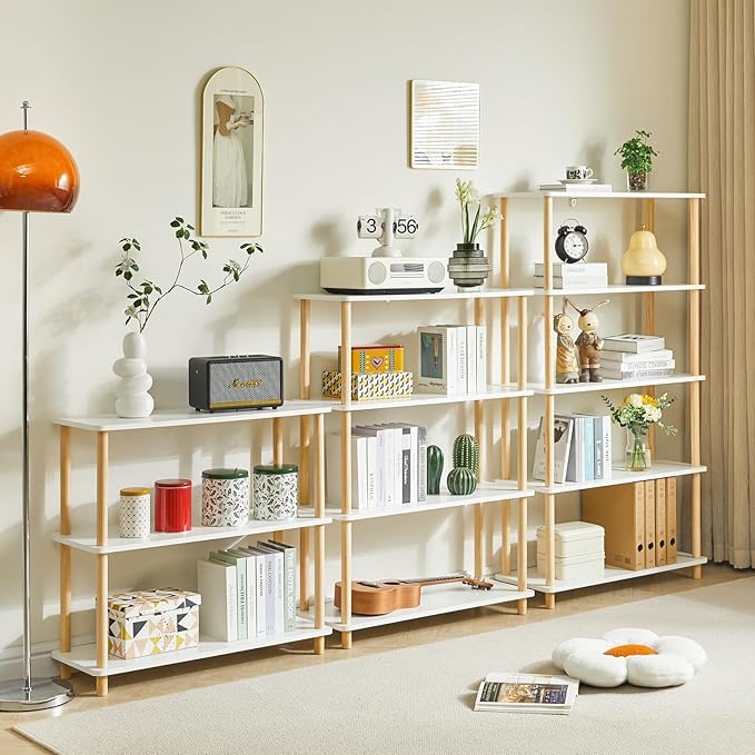 IBUYKE 5-Tier Wooden Open Bookcase - Modern Freestanding Bookshelf Storage Organizer,Standing Shelf Units,Multifunctional Display Stand for Bedroom, Living Room & Home Office,White WBC005W - LeafyLoom
