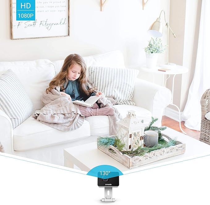 Zmodo 1080p Mini WiFi Pet Camera Two-Way Audio Smart Home Camera with Night Vision, Compatible with Alexa & the Google Assistant (2 Pack) Zmodo