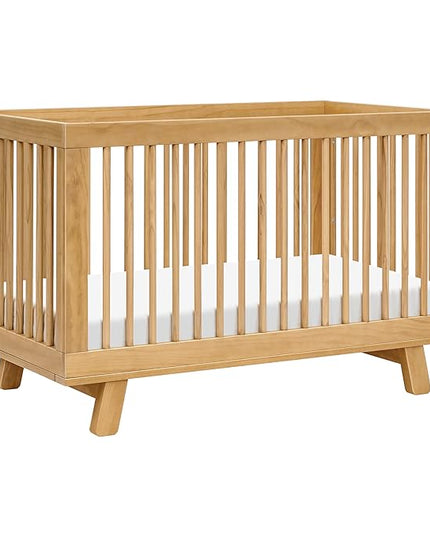 babyletto Hudson 3-in-1 Convertible Crib with Toddler Bed Conversion Kit in Honey, Greenguard Gold Certified - LeafyLoom