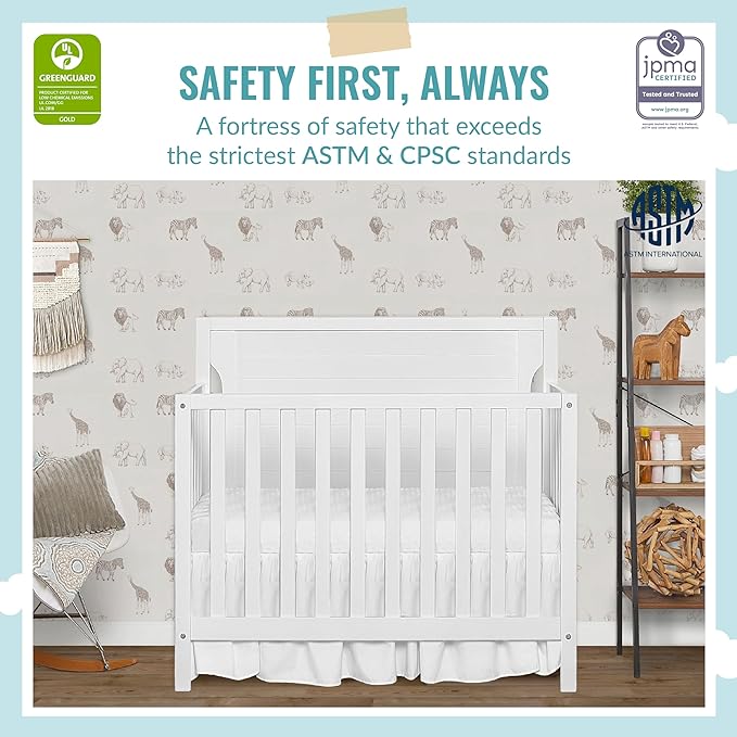 Bellport 4 in 1 Convertible Mini/Portable Crib In White, Non-Toxic Finish, Made of Sustainable New Zealand Pinewood, With 3 Mattress Height Settings - LeafyLoom