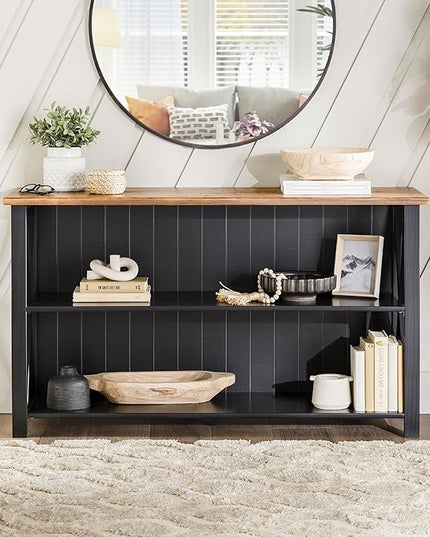 Walker Edison 2 Tier Modern Farmhouse Wood Bookcase Bookshelf Storage Home Office Storage Cabinet, 52 Inch, Black - LeafyLoom