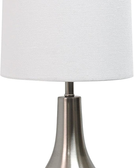 Simple Designs LT3303-BSN 1 Light Tear Drop Table Lamp, Brushed Nickel, 7 x 7 x 19.5 - LeafyLoom