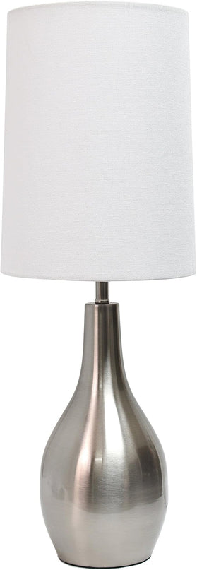 Simple Designs LT3303-BSN 1 Light Tear Drop Table Lamp, Brushed Nickel, 7 x 7 x 19.5 - LeafyLoom