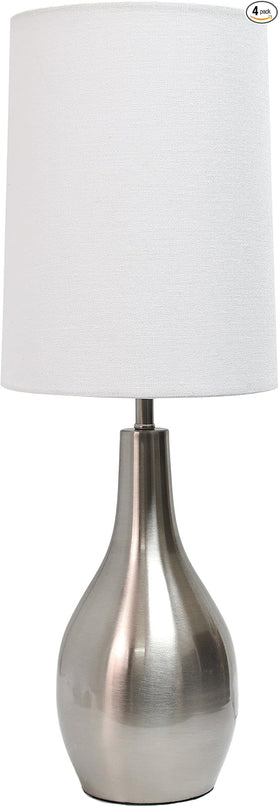 Simple Designs LT3303-BSN 1 Light Tear Drop Table Lamp, Brushed Nickel (Pack of 4) - LeafyLoom