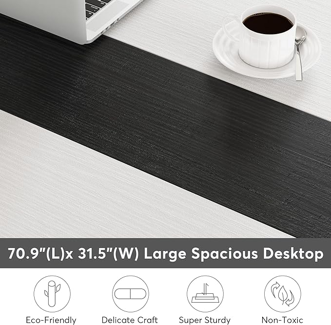 Tribesigns Modern Computer Desk, 70.8 x 31.5 inch Large Office Desk Computer Table Study Writing Desk Workstation for Home Office, Conference Room - LeafyLoom