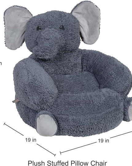 Trend Lab Elephant Toddler Chair Plush Character Kids Chair Comfy Furniture Pillow Chair for Boys and Girls, 21 x 19 x 19 inches - LeafyLoom