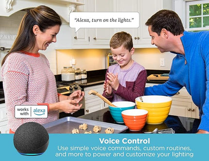 BLACK+DECKER Compatible with Alexa Smart LED Under Cabinet Lighting Kit, Motion Sensor, Dimmable , 3 Color Settings, For Kitchen, Cabinets and Closets, (4) 9" Bars, White, A Device BLACKDECKER