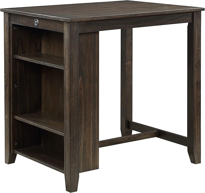 NicBex Small Dining Table for 2 Dining Modern Table and Chairs 3-Piece Pack Counter Height Set Table with Display Shelf USB Ports and 2X Counter Height Chairs, Cherry - LeafyLoom