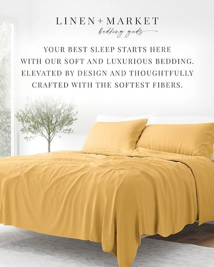 Linen Market Bed Sheets for King Size Bed (Gold) - Sleep Better Than Ever with These Soft and Cooling King Sheets - Deep Pocket Fits 16" Thick Beds - 4 Piece King Sheet Set. - LeafyLoom