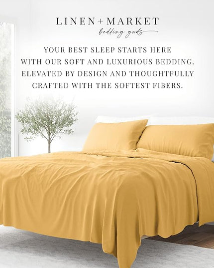 Linen Market Bed Sheets for Full Size Bed (Gold) - Sleep Better Than Ever With These Soft and Cooling Full Sheets - Deep Pocket Fits 16" Thick Beds - 4 Piece Full Sheet Set - LeafyLoom