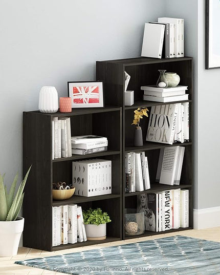 Furinno Pasir 3-Tier Open Shelf Bookcase, Dark Espresso - LeafyLoom