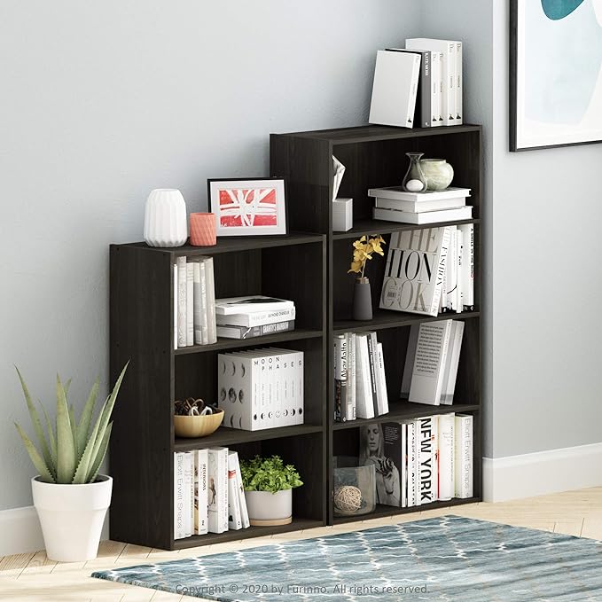 Furinno Pasir 3-Tier Open Shelf Bookcase, Dark Espresso - LeafyLoom