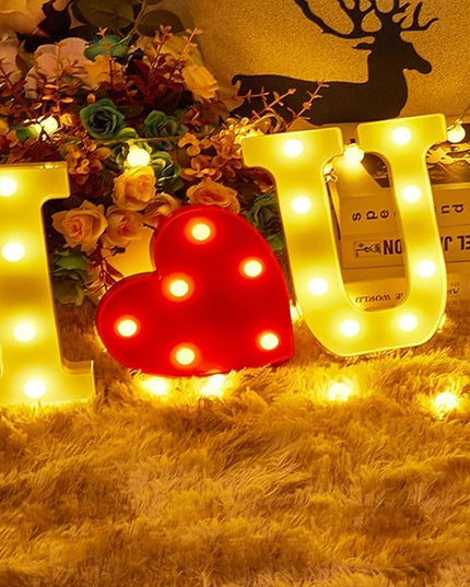 Light Up I Love You Letters Sign for Wedding LED Heart Marquee Lights Night Light Lamp Christmas Holiday Gift Home Party Decoration - LeafyLoom