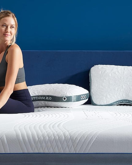 Bedgear Storm Cuddle Curve Performance Pillow - Size 2.0 - Cooling Bed Pillow for Side Sleepers - Medium Firm - Hypoallergenic, Washable and Removable Cover - LeafyLoom