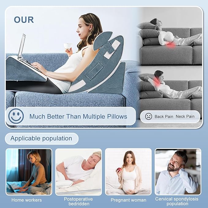 4Pcs Orthopedic Bed Wedge Pillow Set for Sleeping, Memory Foam Bed Wedge Pillow for Post Surgery, Back, Neck, Knee Pain Relief, Adjustable Sleeping Wedge Pillow with Washable Cover - LeafyLoom