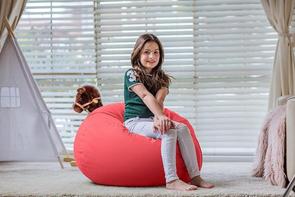 Wekapo Stuffed Animal Storage Bean Bag Chair Cover for Kids | Stuffable Zipper Beanbag for Organizing Children Plush Toys Large Premium Cotton Canvas (Solid Red, X-Large) - LeafyLoom
