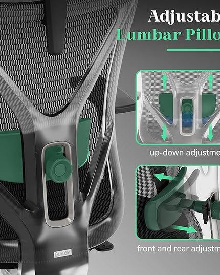 T23 Ergonomic Office Chair,Mesh Computer Desk Chairs with Adjustable Lumbar Support,Headrest,3-D Armrests,Swivel Wheels,Comfortable Home Office Desk Chairs for Long Hours,Rolling Gaming Chair - LeafyLoom