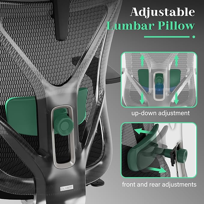 T23 Ergonomic Office Chair,Mesh Computer Desk Chairs with Adjustable Lumbar Support,Headrest,3-D Armrests,Swivel Wheels,Comfortable Home Office Desk Chairs for Long Hours,Rolling Gaming Chair - LeafyLoom