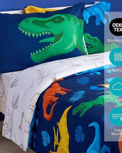 Joiedomi Kid Twin Comforter Set - 5 Piece Dinosaur Bedding Set for Boys/Girls - Super Soft Microfiber Bed in a Bag with Comforter, Sheets, Pillowcase & Sham - LeafyLoom