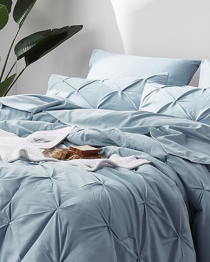 Bedsure Blue Comforter Set Full - Bedding Sets Full 7 Pieces, Bed in a Bag Light Blue Bed Sets with Comforter, Sheets, Pillowcases & Shams, Adult & Kids Bedding - LeafyLoom