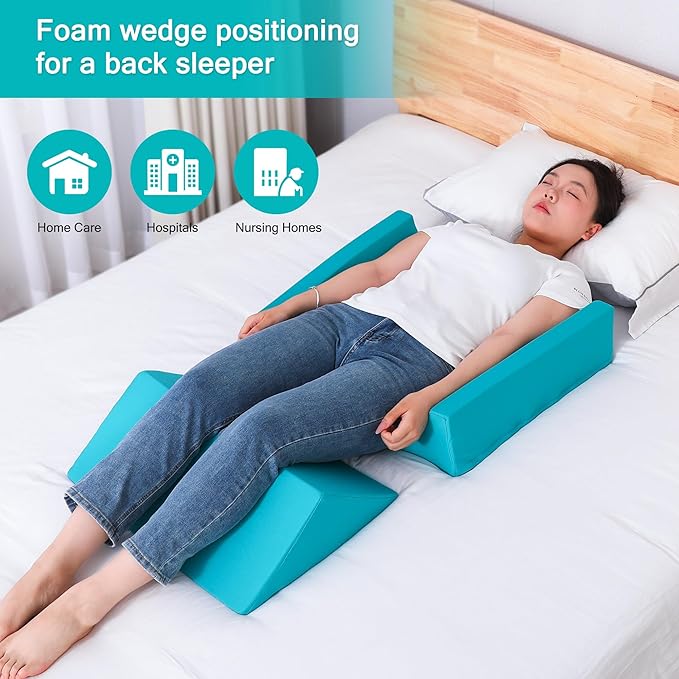 3-in-1 Side Wedge Pillow,Wedge Pillow for Back Pain Relief,Foam Wedges for Positioning in Bed,Positioning Wedges for Bed Sores,Wedge Pillows for Seniors,Caregivers,Side Sleepers,After Surgery - LeafyLoom