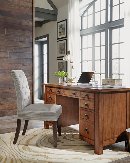 Tahoe Aged Maple Executive Pedestal Desk by Home Styles, 5412-18 - LeafyLoom
