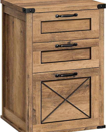 VASAGLE File Cabinet, Filing Cabinet with 3 Drawers, Printer Stand, Fit A4, Letter Size, Hanging File Folders, Modern Farmhouse Style, for Home Office, Study, Honey Brown UOFC054T41 - LeafyLoom