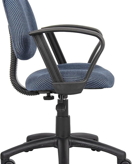 Boss Office Products Perfect Posture Delux Fabric Task Chair with Loop Arms in Blue - LeafyLoom