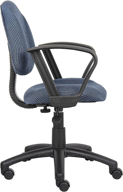 Boss Office Products Perfect Posture Delux Fabric Task Chair with Loop Arms in Blue - LeafyLoom
