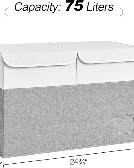 StorageWorks Toy Storage Organizer with Flip-Top Lids, Toy Bins for Living Room, Nursery Room, Playroom, Large Toy Chest for Kids, Grey and White, 24 ¾"L x 13" W x 16" H - LeafyLoom