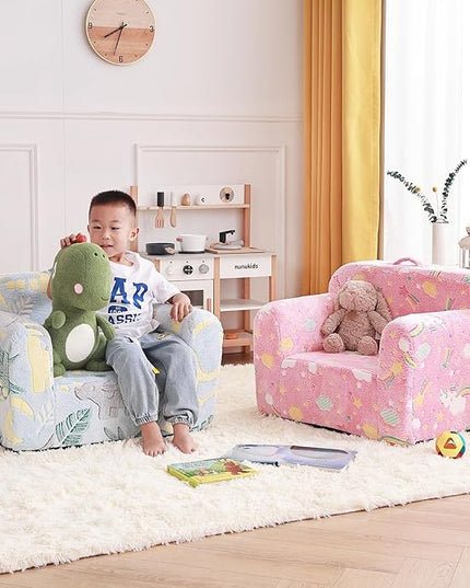 Tiita Kids Sofa, Children Couch with Carrying Handle & Side Pockets, Kids Foam Chair, Toddler Armrest Chair, Lightweight Children Sofa Chair, Kids Read Sofa for Girl or Boy(Pink Rainbow) - LeafyLoom