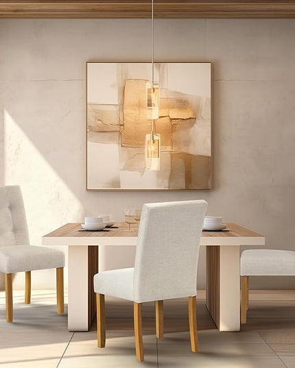 HomePop Classic Parsons Dining Chairs, Pack of 2, Ivory Textured Woven - LeafyLoom