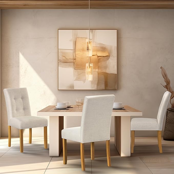 HomePop Classic Parsons Dining Chairs, Pack of 2, Ivory Textured Woven - LeafyLoom