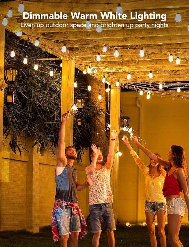 Govee Smart Outdoor String Lights H7021, RGBIC Warm White 96ft (2 Ropes of 48ft) LED Bulbs for Halloween Decorations, Christmas, WiFi Patio Lights Work with Alexa, Google, APP Control, IP65 Waterproof Govee