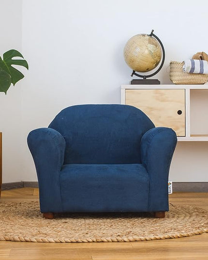 Keet Microsuede Children's Chair, Roundy,Wood, Indigo - LeafyLoom