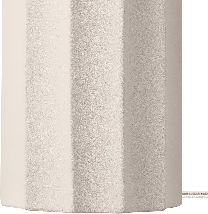 Globe Electric 65922 20" Table Lamp, Ribbed Concrete Finish, White Linen Shade - LeafyLoom