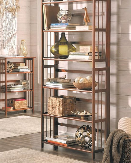 Casual Home 3-Shelf 27.5" Wide Folding Stackable Bookcase, Chestnut (New) - LeafyLoom