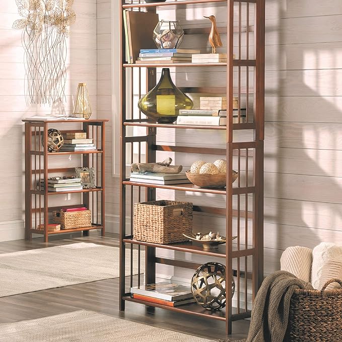 Casual Home 3-Shelf 27.5" Wide Folding Stackable Bookcase, Chestnut (New) - LeafyLoom