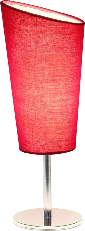 Simple Designs LT2061-PNK Mini Chrome Angled Fabric Shade Table Lamp, Pink - LeafyLoom