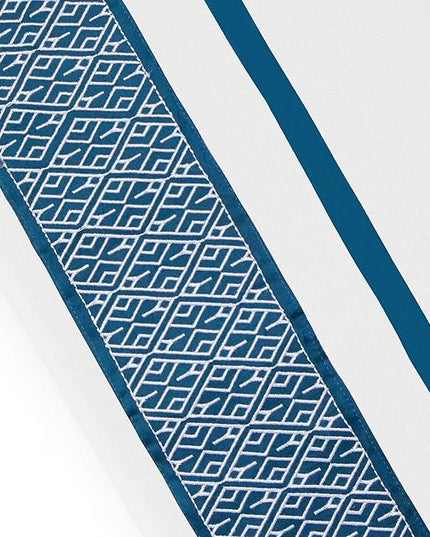Bluemoon Homes 1000 Thread Count Sheets Queen - Egyptian Cotton Bed Sheets Queen Size Set, 100% Cotton Sheets Queen Deep Pocket, 4 Pc Solid Sheet Set, Teal Embroidered White Sheets - LeafyLoom