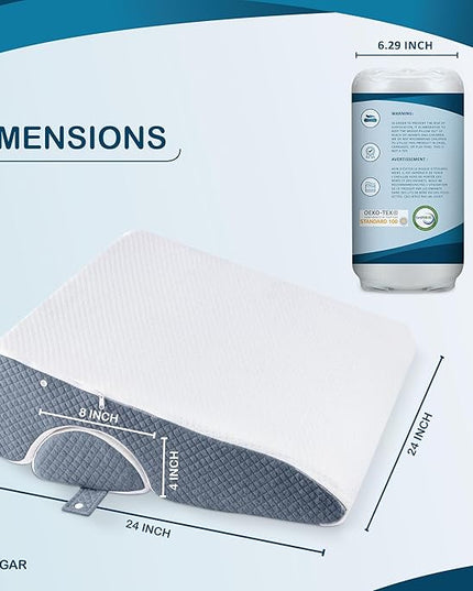 Bed Wedge Pillow 8 inch | Memory Foam Wedge Pillow for Sleeping | Triangle Pillow Wedge | Acid Reflux Pillow | Post-Surgery Support Cushion | Back, Head, Knee, Elbow Support | Pregnancy Pillow - LeafyLoom