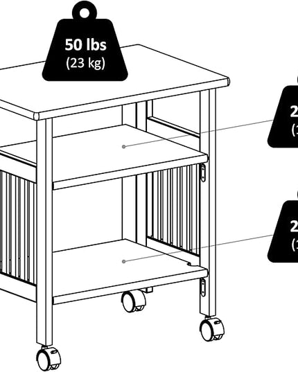 Winsome Mission 2-Shelf Wood Mobile Printer Stand, Brown (81628) - LeafyLoom