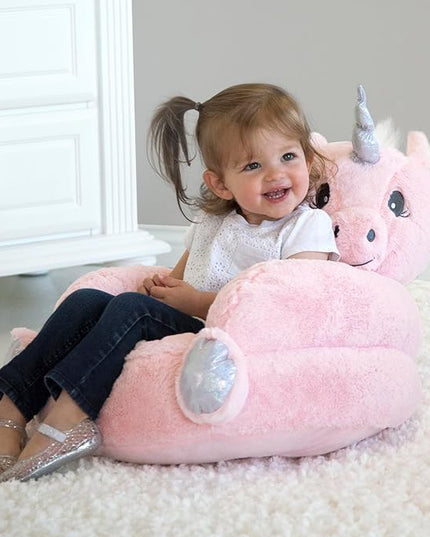 Trend Lab Pink Unicorn Toddler Chair Plush Character Kids Chair Comfy Furniture Pillow Chair for Boys and Girls, 21 x 19 x 19 inches - LeafyLoom