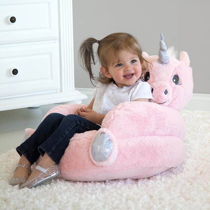 Trend Lab Pink Unicorn Toddler Chair Plush Character Kids Chair Comfy Furniture Pillow Chair for Boys and Girls, 21 x 19 x 19 inches - LeafyLoom