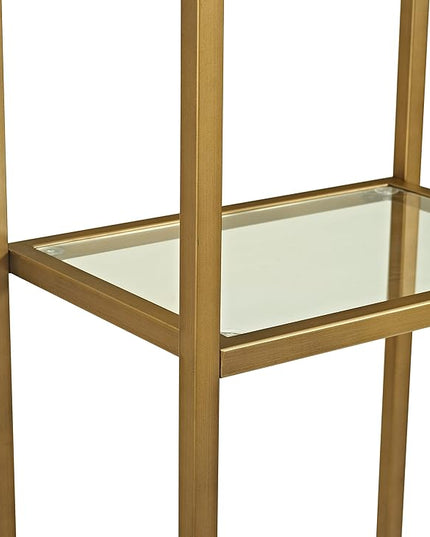 Crosley Furniture Aimee Narrow Etagere Bookcase - Gold and Glass - LeafyLoom