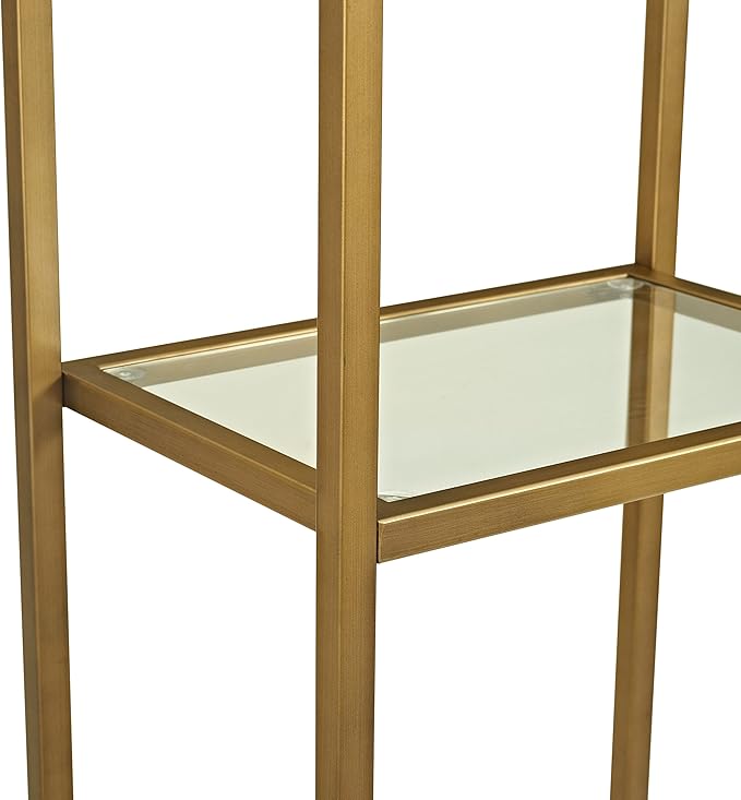 Crosley Furniture Aimee Narrow Etagere Bookcase - Gold and Glass - LeafyLoom